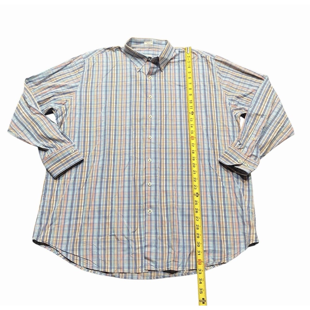 Peter Millar Crown Finish L/S Button Down Shirt Mens 2XL Blue Multi Check Cotton - Picture 5 of 5